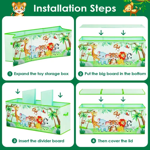 Vista 7 de Cofre de Juguetes Grande Organizador con Tapa Abatible para Niños, Caja de Almacenamiento de Juguetes Oxford Plegable con Asas para Niños y Niñas