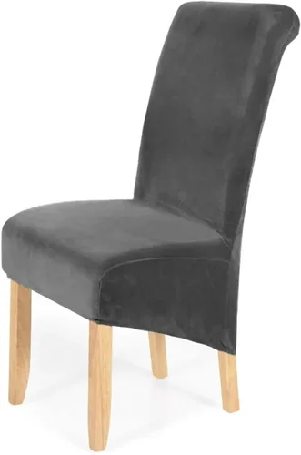 Vista 10 de 4 fundas para sillas de comedor, terciopelo elástico, extraíble, lavable, grande, suave, para comedor, cocina, hogar, restaurante, silla (negro)