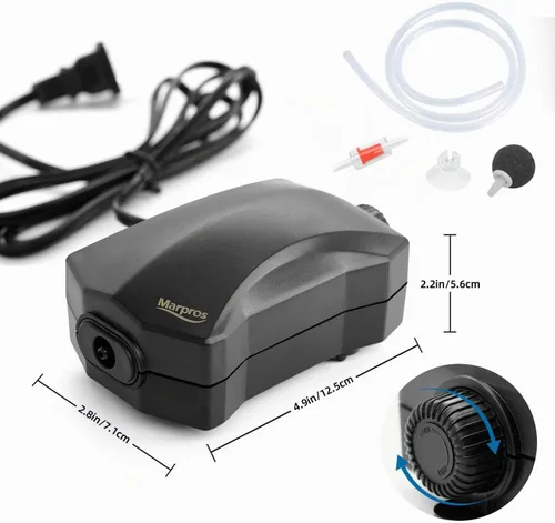 Vista 7 de Aquarium Air Pump Single Outlet/Dual Outlet Adjustable Aerator with Accessories for 10-100 Gallon Fish Tank