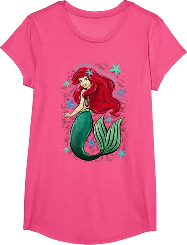 Vista 14 de Disney The Little Mermaid - Camiseta con notas musicales de Ariel, talla S Blanco