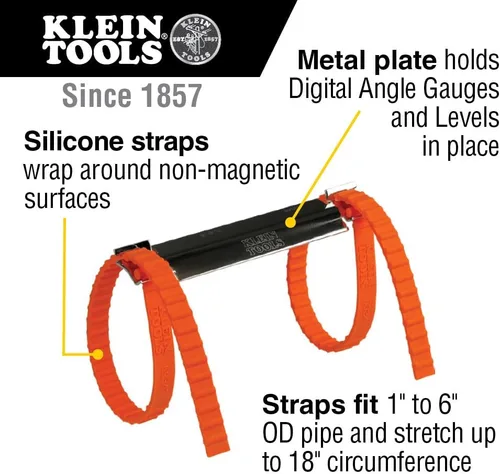 Vista 4 de Klein Tools 80035 Kit de herramientas de nivel, electrónico digital de nivel y ángulo con correas de plomero, ángulos de medición, base magnética, 2