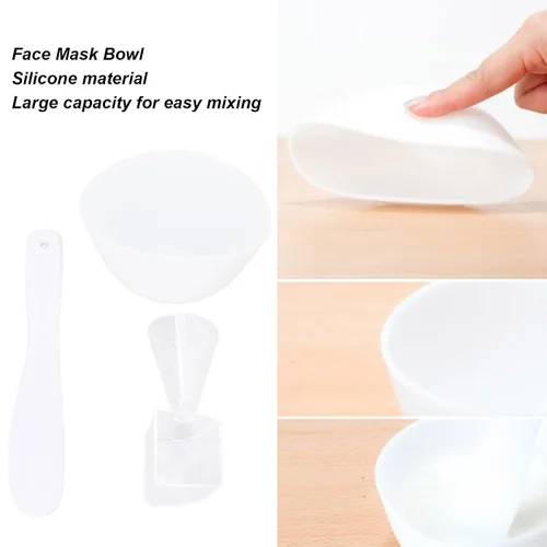 Vista 4 de Juego de cuencos para mezclar mascarillas faciales, 3 piezas, kit de herramientas de mezcla de mascarillas con cuchara medidora, máscara facial