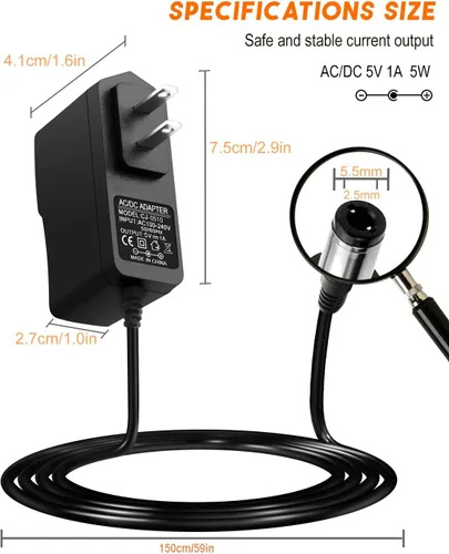 Vista 2 de Adaptador de fuente de alimentación de 5V 1A CA 100-240V a CC 5 voltios 1 Amp 0.8A 0.5A Transformador de CA/CC Cable de alimentación universal