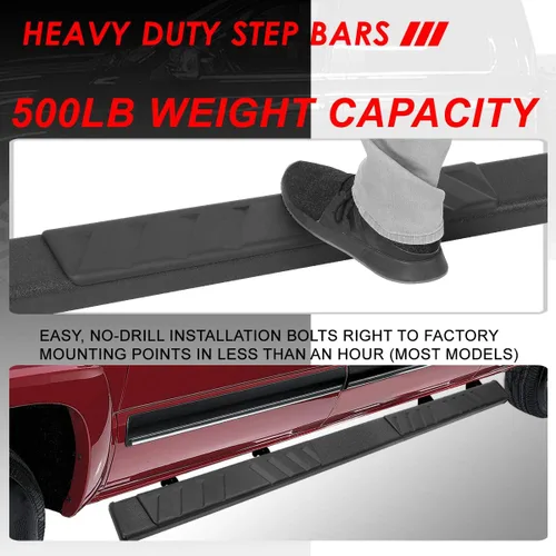 Vista 4 de Auto Dynasty Estribos planos compatibles con Dodge Ram 1500 2500 3500 Crew Cab 2009-2024, barras Nerf de riel lateral de acero inoxidable, barras
