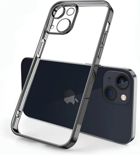 Vista 2 de ZEZHOU Funda transparente compatible con iPhone 13 mini con cubierta para cámara, borde galvanizado no amarillo, carcasa de silicona mejorada a