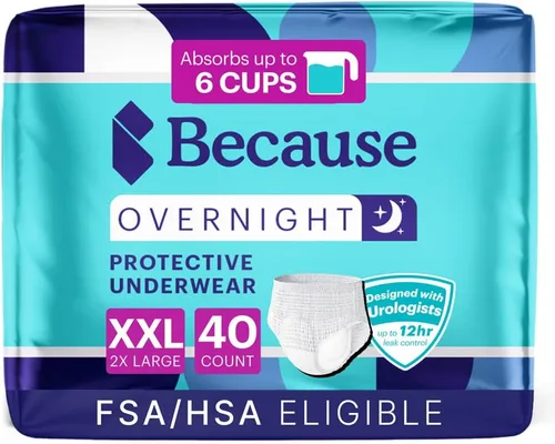Vista 13 de Because Overnight Absorbency Pull Ups - Ropa interior desechable para incontinencia para adultos, calzoncillos nocturnos extra absorbentes