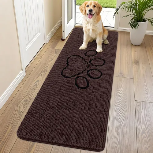 Vista 258 de Smiry Tapete para puerta de perro para patas fangosas, absorbente y Gris y negro