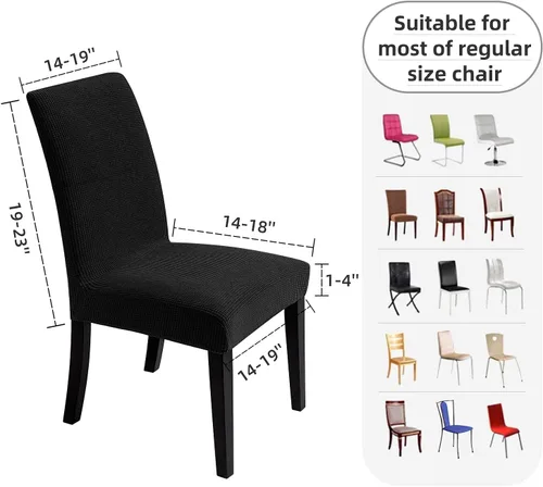 Vista 4 de Fundas para silla de comedor – Fundas elásticas para silla, protector decorativo impermeable, desmontables, lavables y elásticas, de licra universal.