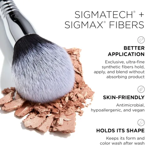Vista 11 de Sigma Beauty F24 All-Over Powder™ - Cepillo de maquillaje, cabeza redondeada grande