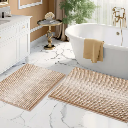 Vista 14 de BSICPRO Tapetes de baño de felpilla, 20 x 32 pulgadas, antideslizantes, absorbentes, suaves, peludos, para baño, lavables a máquina (salvia)