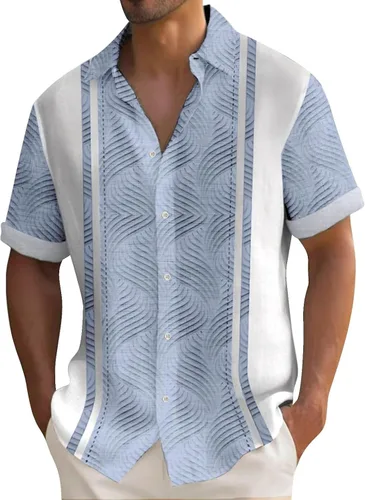 Vista 16 de Camisa hawaiana para hombre, con botones, manga corta, casual, elegante, grande y alta, floral, verano, tropical, para vacaciones