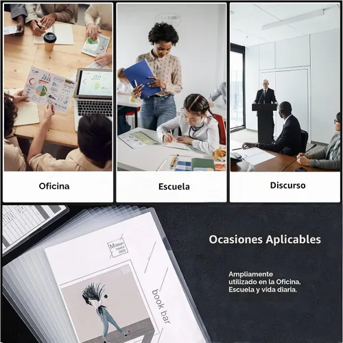Vista 3 de Paquete de 10 carpetas transparentes para documentos, tipo L, carpetas transparentes tamaño carta, bolsillos para proyectos, fundas de plástico
