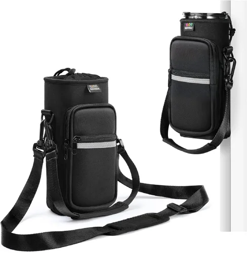 Vista 13 de Nuovoware Soporte para botella de agua con correa, 20-40 oz, negro carbón Negro (Charcoal Black)