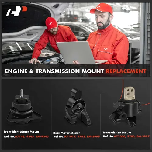Vista 2 de A-Premium Kit de montaje de motor y transmisión de 3 piezas compatible con Kia Forte 2010-2013, Forte Koup 2010-2013, Forte5 2012-2013, 2.0L 2.4L