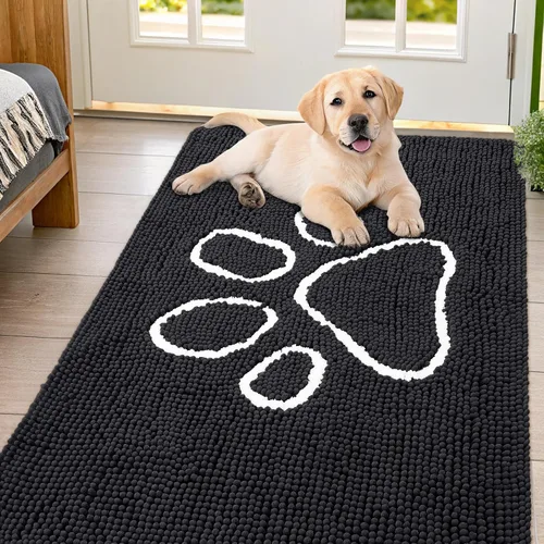 Vista 28 de Smiry Tapete para puerta de perro para patas fangosas, absorbente y Gris y negro