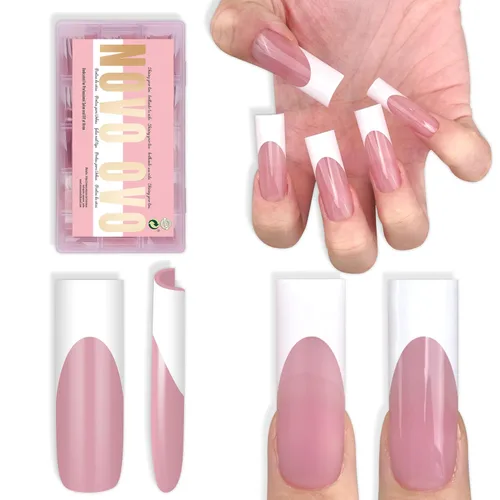 Vista 15 de NOVO OVO - Puntas de uñas postizas largas XL, puntiagudas, de tacón aguja, autoadhesivas, extra largas, gruesas, de gel suave, doble mate