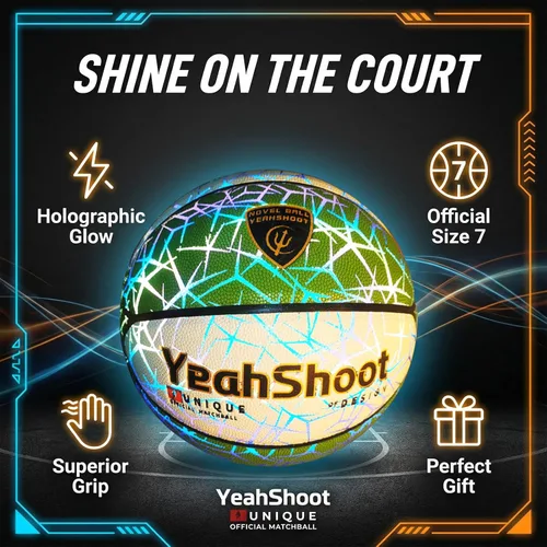 Vista 2 de Baloncesto que brilla en la oscuridad, baloncesto holográfico luminoso que brilla para entrenamiento al aire libre y juegos nocturnos, un gran