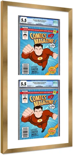 Vista 73 de Poster Palooza Marco de cómics con paspartú para 1 cómic de grado CGC, CBCS o PGX, marco de cómic de bronce para cómic de 8.125 x 13 pulgadas