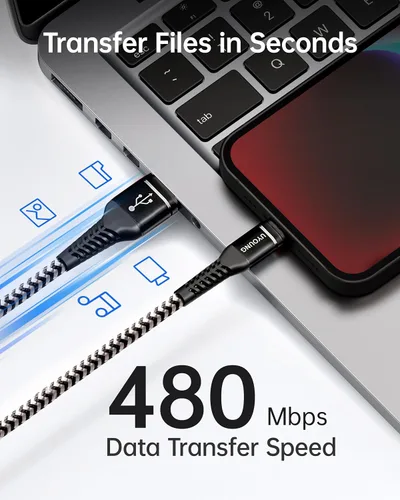 Vista 3 de Cargador corto para iPhone de 1 pie, paquete de 3 [certificado Apple MFi], cable USB a Lightning, cable de carga rápida trenzado de nailon