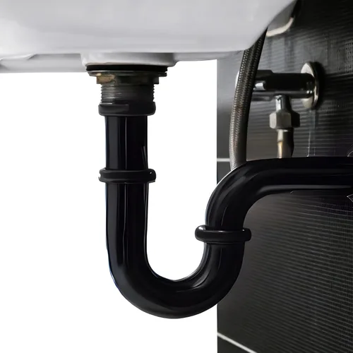 Vista 5 de Westbrass A400-1-62 1-1/2" OD 17 calibre P-Trap con brida de caja alta, negro mate