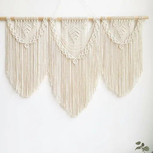 Vista 10 de guzhiou gran tapiz de macramé (Borla con cuentas)
