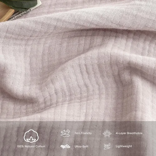 Vista 15 de FOSSA Manta de Muselina con Flecos - Gasa de Algodón 100% de 4 Capas Súper Suave y Transpirable - Manta Decorativa Ligera y Refrescante para Cama
