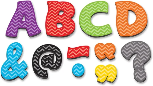 Vista 2 de Teacher Created Resources Chevron Funtastic Font Letras magnéticas de 3" (TCR77213)