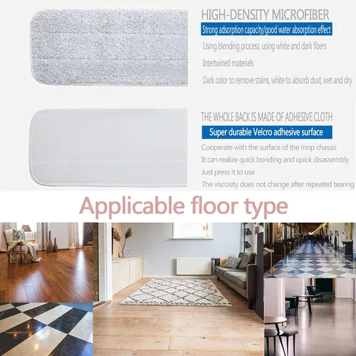 Vista 7 de Almohadillas de microfibra de 18 pulgadas, paquete de 6 cabezales de repuesto para mopas de microfibra para mopas húmedas y secas, almohadillas