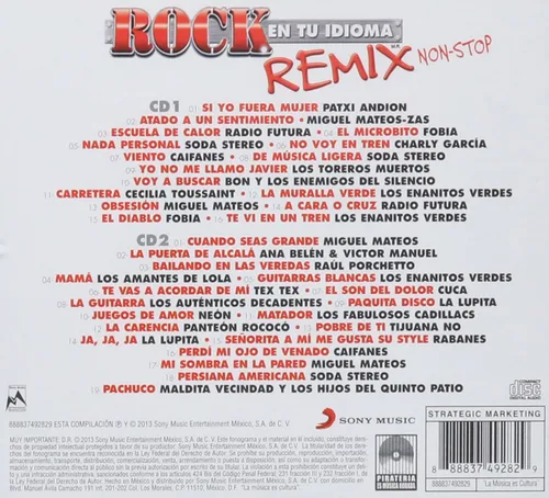 Vista 2 de ROCK EN TU IDIOMA: REMIX NON-STOP (2 CD'S)