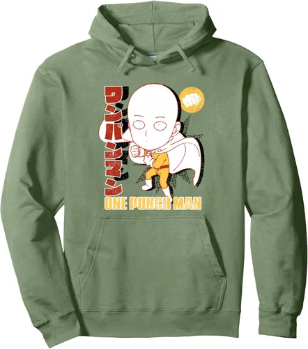 Vista 4 de One Punch Man Sudadera con capucha Comic Edit, Negro, S Gris Jaspeado