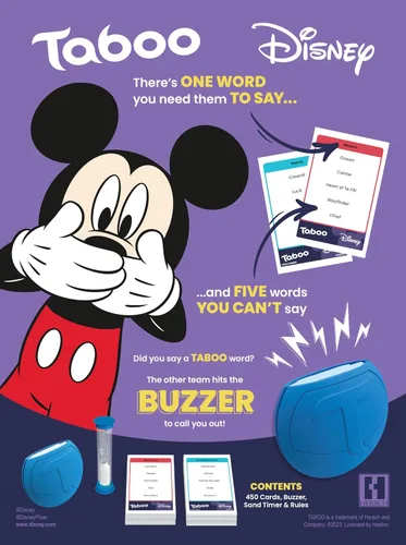 Vista 3 de Taboo: Edición Disney Juego de mesa de fiesta Juego temático de adivinar palabras en familia Mercancía oficialmente licenciada Juego para 2