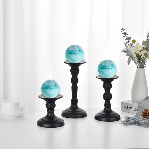Vista 4 de Velas de pilar rústicas de bola de teñido anudado, velas redondas sin perfume de 3 pulgadas para decoración de bodas y decoración del hogar, juego