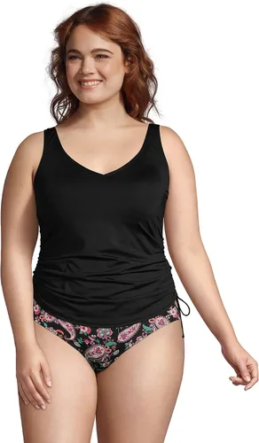 Vista 5 de Lands End Traje de baño tankini con aros y cuello en V ajustable para mujer talla extra grande DD-Cup resistente al cloro