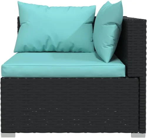 Vista 6 de 3-Piece Modular PE Rattan Sofa Set, Black 3-Seater Patio Couch