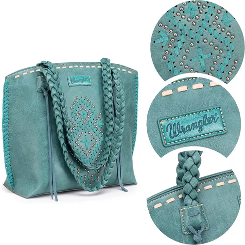 Vista 6 de Wrangler Bolso Hobo de gran tamaño tejido a mano con remaches occidentales