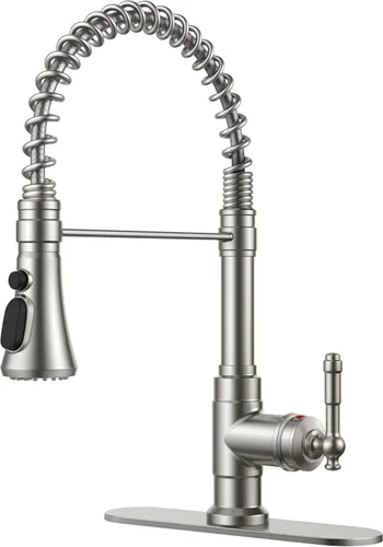 Vista 15 de FORIOUS Grifo de cocina con rociador extraíble, grifo de fregadero clásico de resorte extraíble de acero inoxidable comercial de una sola manija