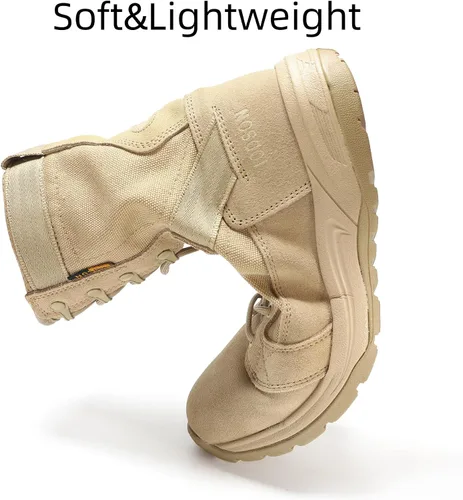 Vista 2 de Botas tácticas militares de 8 pulgadas para hombre, botas de trabajo de combate ligeras
