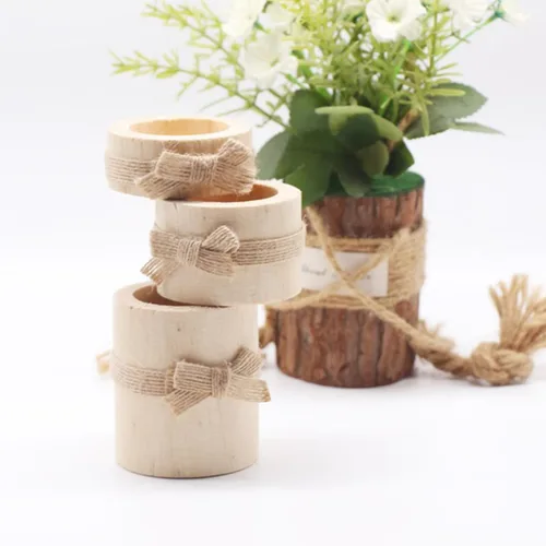 Vista 3 de Wooden Tealight Candle Holder Set 3 Sizes Tabletop Candle Stand Natural Wood Material for Home Dining Party Centerpiece