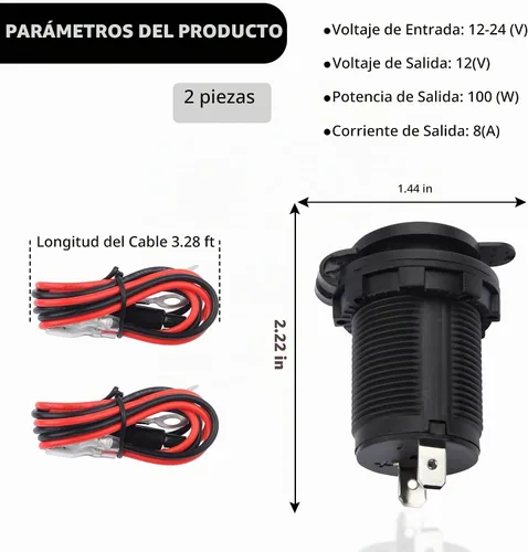 Vista 2 de 2 piezas de enchufe para encendedor de cigarrillos de 12 V, enchufe para encendedor de cigarrillos impermeable de 12 V para cargador de coche