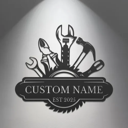 Vista 11 de Letrero de metal personalizado para garaje, arte de pared de taller personalizado, decoración mecánica para hombres, día del padre para los amantes