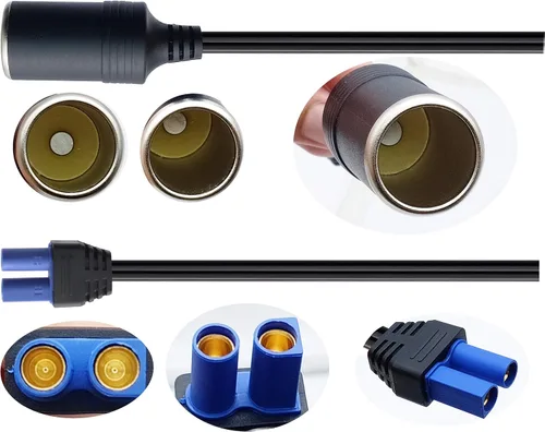 Vista 4 de Enchufe para encendedor de cigarrillos de 12V para arranque de emergencia del coche, cables adaptadores de enchufe EC5 a puerto hembra