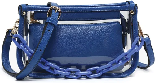 Vista 17 de Jessica - Bolso vegano transparente para mujer, aprobado por estadios, bolsos cruzados para conciertos, eventos deportivos