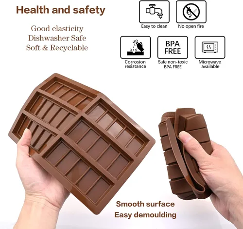 Vista 4 de Moldes de silicona para derretir cera de silicona, molde rectangular de barra de chocolate para velas de cera sin mecha, moldes de chocolate