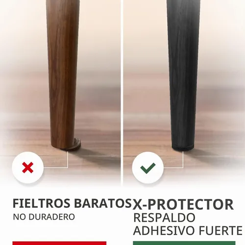 Vista 4 de ¡235 almohadillas de fieltro para muebles marrones y negras X-Protector! Gran cantidad de almohadillas para muebles para pisos de madera dura – ¡Tus