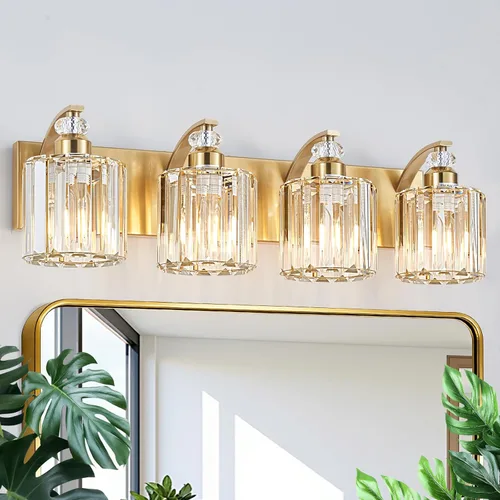 Vista 23 de Accesorio de Iluminación de Baño Moderno de 3 Luces Cromado Luces de Tocador de Baño Sobre Espejo Aplique de Pared con Pantallas de Cristal K9 Base
