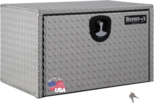Vista 16 de Buyers Products 1705148 - Caja de camión de aluminio diamantado para debajo de la carrocería con pestillo de mango en T, 14 x 12 x 16 pulgadas