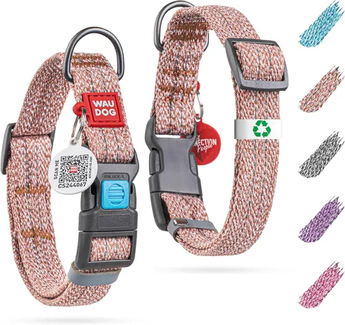 Vista 10 de WAUDOG Collar de perro reflectante de algodón ecológico, alternativa al collar de nylon para perros pequeños, medianos y grandes - Collar