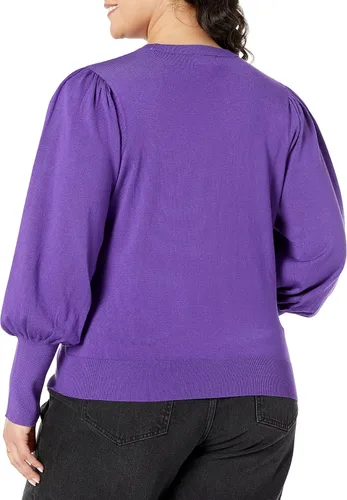 Vista 5 de The Drop Vivienne - Suéter de cuello redondo con hombros acolchados para mujer