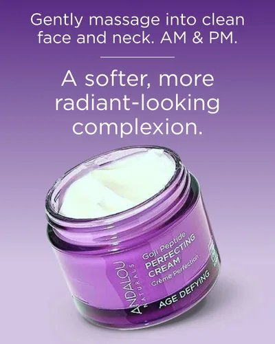 Vista 4 de Andalou Naturals Goji Peptide Perfecting Cream - Hidratante facial que desafía la edad con resveratrol, CoQ10 - Apoya el colágeno de la piel