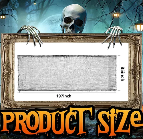 Vista 2 de 197" x 85" Tela espeluznante de Halloween - Tela de gasa espeluznante para Halloween - Tela de gasa sangrienta espeluznante para fiesta de Halloween